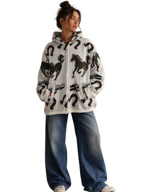 Vintage Tejidos Malaya Ecuador Wool Hooded Sweater Horse Horseshoe Western Knit